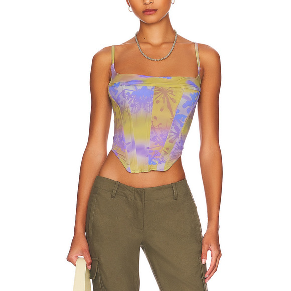 Miaou 'Paloma' Blue Nylon Elsesser V Corset Top Size XS - Picture 1 of 5